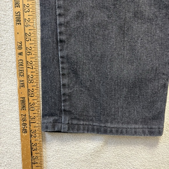 VTG Lands End Square Rigger Jeans Men 48x32 Black Cotton Leather Logo USA Made - Picture 6 of 13